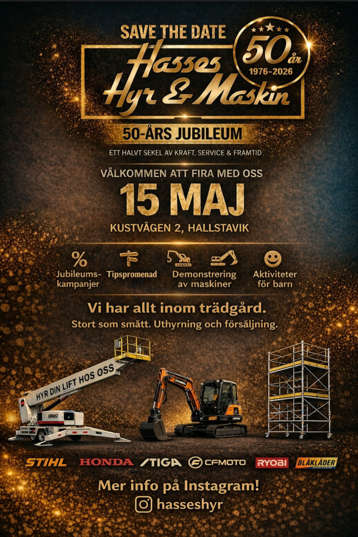 Varmt V&auml;lkommen p&aring; v&aring;rt jubileum fredag 15 maj kl 11-16